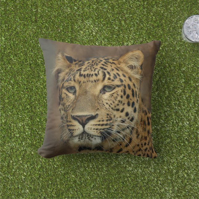 Leopard Lovers Wildlife Outdoor Pillow (Grass)
