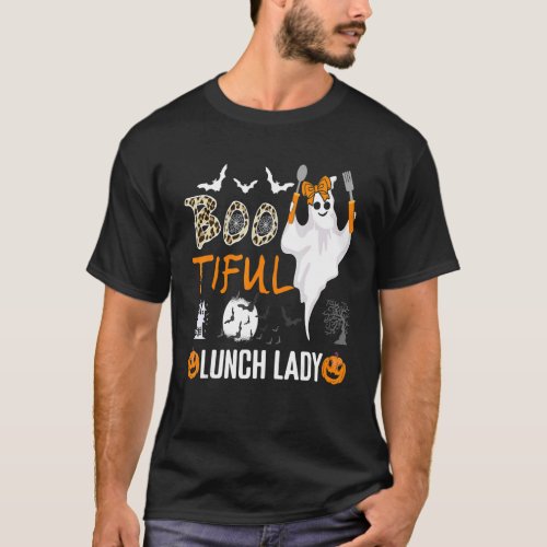 Leopard Lunch Lady Halloween School Cafeteria Work T_Shirt