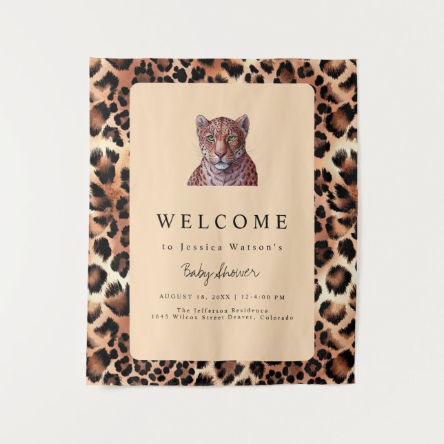 Leopard Luxury Lion Tiger Wool Pattern Baby Shower Tapestry (Front)