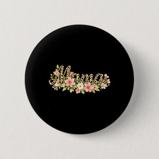 Leopard Mama Floral Mothers Day Mom Graphic Button