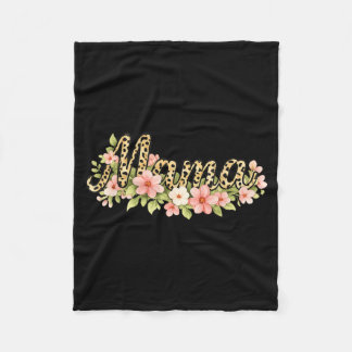Leopard Mama Floral Mothers Day Mom Graphic Fleece Blanket