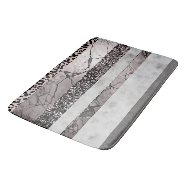 Leopard Marble Glitter Stripes Glam 1 Bath Mat (Angled)