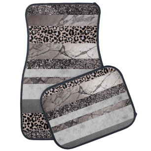 Leopard Marble Glitter Stripes Glam 1 Car Floor Mat