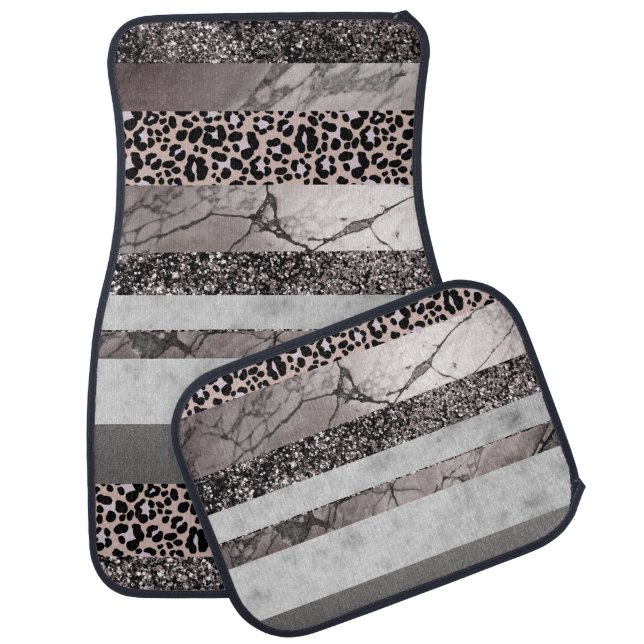 Leopard Marble Glitter Stripes Glam 1 Car Floor Mat (Set)