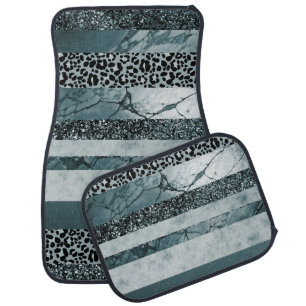 Leopard Marble Glitter Stripes Glam 2 Car Floor Mat