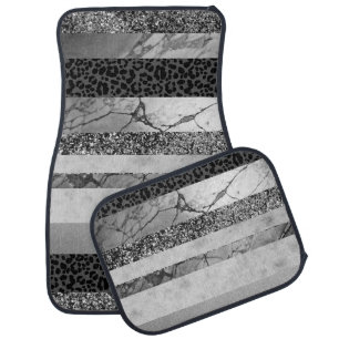 Leopard Marble Glitter Stripes Glam 4 Car Floor Mat