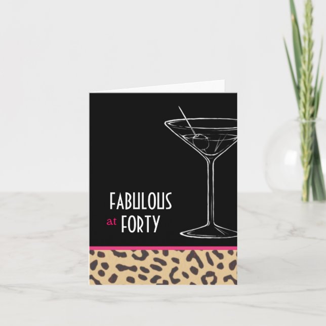 leopard martini birthday card (Front)