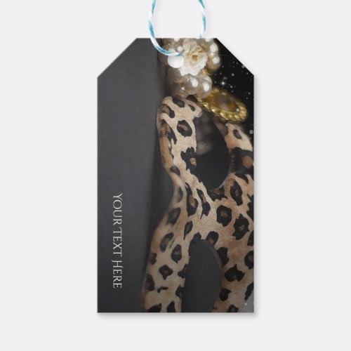 Leopard Masquerade Mask  Pearl Birthday Party Gift Tags