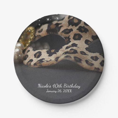 Leopard Masquerade Mask  Pearl Birthday Party Paper Plates