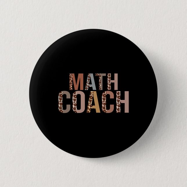 Leopard Math Coach Supplies Fun Ck To School  Button (Front)