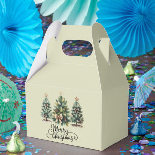 Leopard Merry Christmas Tree Coquette Bow Xmas Favor Boxes