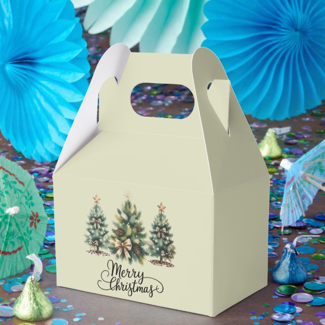 Leopard Merry Christmas Tree Coquette Bow Xmas Favor Boxes (Party)