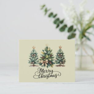 Leopard Merry Christmas Tree Coquette Bow Xmas Holiday Postcard