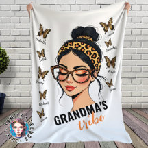 Leopard Messy Bun and Butterflies Custom Names