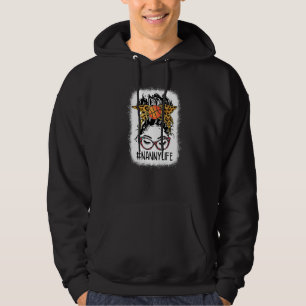 Leopard Messy Bun Basketball Nanny Life Game Day M Hoodie