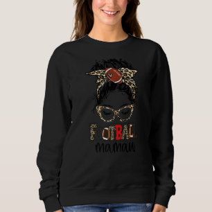 Leopard Messy Bun Football Mamaw Life Game Day Mot Sweatshirt