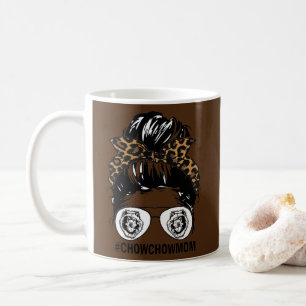 Leopard Messy Hair Bun Chow Chow Mom For Women Coffee Mug