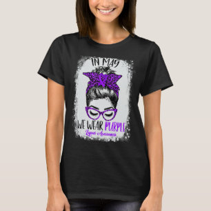 Leopard Messy Hair Bun In May We Wear Purple Lupus T-Shirt