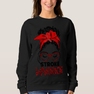 Leopard Messy Hair Bun Stroke Awareness Survivor W Sweatshirt