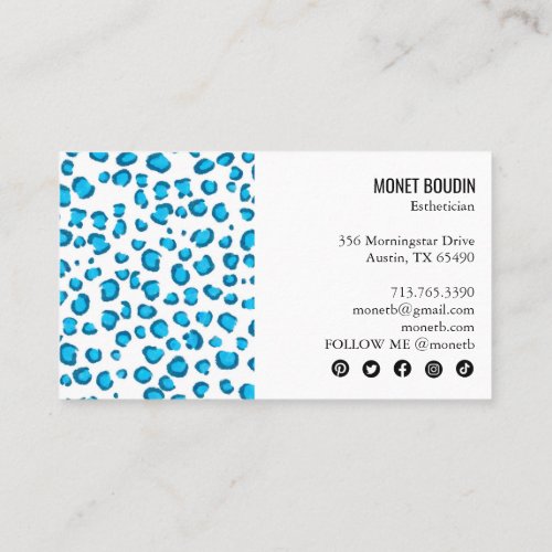 Leopard Modern Colorful Animal Print Social Icons  Business Card