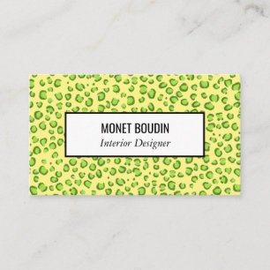 Leopard Modern Custom Green Gold Animal Print Business Card
