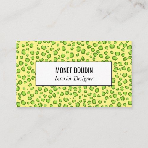 Leopard Modern Custom Green Gold Animal Print Business Card