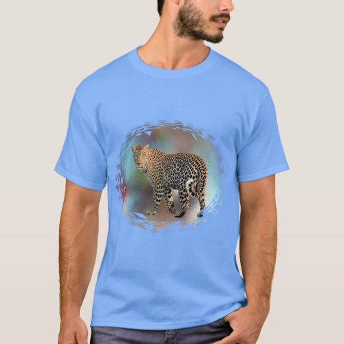 Leopard Modern Elegant Carolina Blue Template T_Shirt