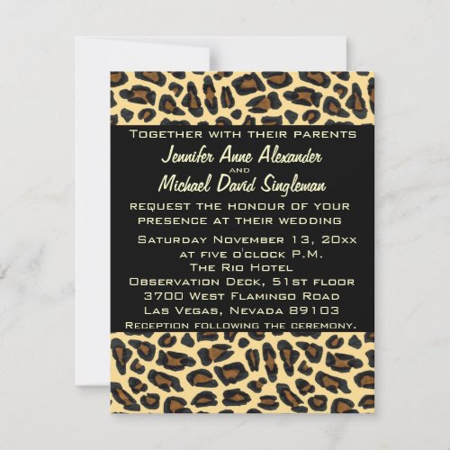 Leopard Fur Modern Wedding and Reception Invitations