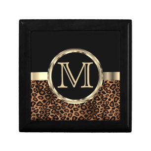Leopard Monogram Black and Brown Gift Box