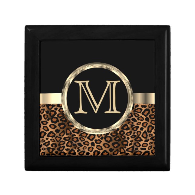 Leopard Monogram | Black and Brown Gift Box (Front)