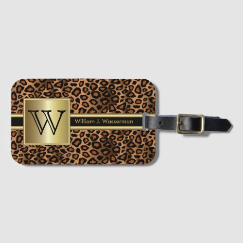 Leopard Monogram Executive Style Luggage Tag