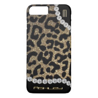 Leopard Monogram Glitter iPhone 8 Plus/7 Plus Case