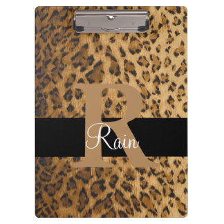 Leopard Monogram Initial Letter R Clipboard
