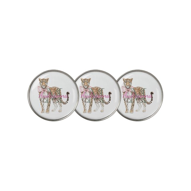Leopard Monogram Name Golf Ball Marker (3 Up)
