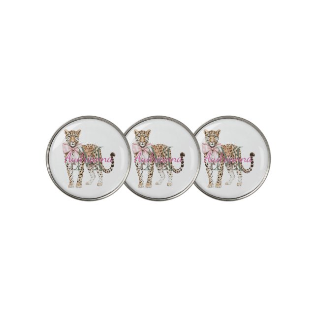 Leopard Monogram Name Golf Ball Marker (3 Up)