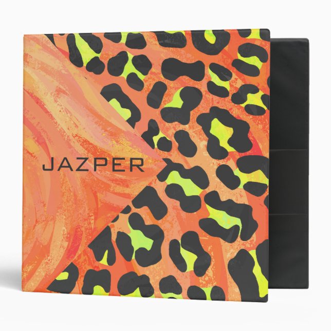 Leopard Monogram Orange and Yellow Print Binder (Front/Inside)