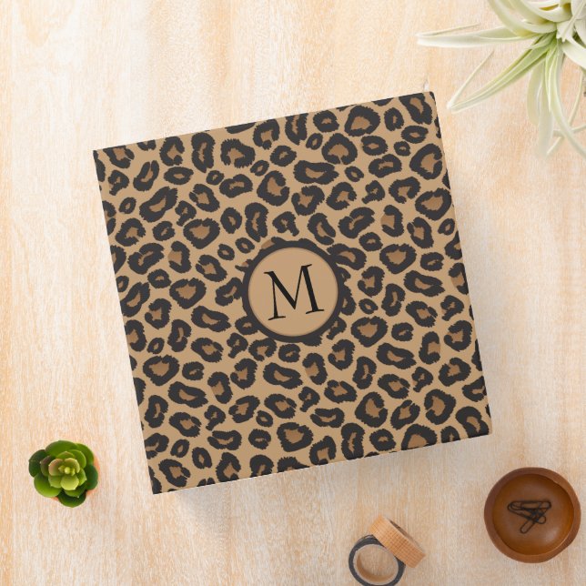 Leopard Monogram Photo Album 3 Ring Binder (In Situ)