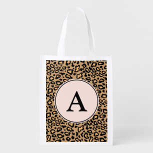 Leopard Monogram Reusable Grocery Bag