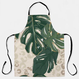 Leopard Monstera: Jungle Print Vintage. Apron