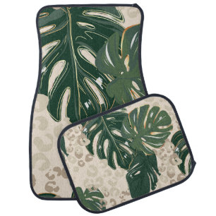 Leopard Monstera: Jungle Print Vintage. Car Floor Mat