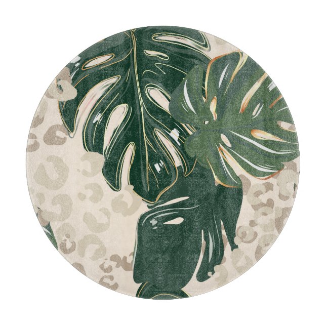 Leopard Monstera: Jungle Print Vintage. Cutting Board (Front)