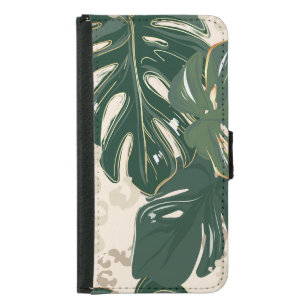 Leopard Monstera: Jungle Print Vintage. Samsung Galaxy S5 Wallet Case