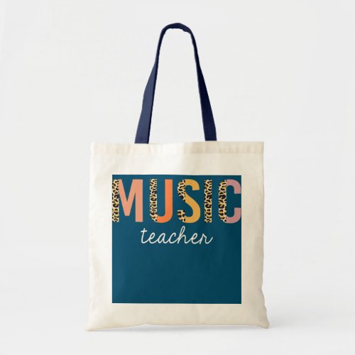 Leopard Music Teacher Cute Back to School Tote Bag