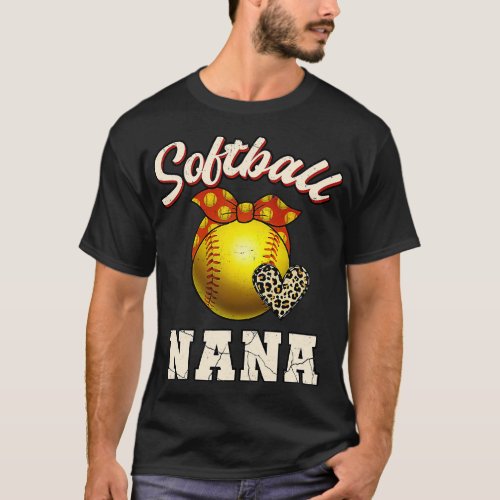 Leopard Nana Of Both Baseball Softball Grandma Mot T_Shirt