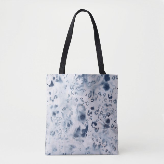 Leopard navy blue tote bag animal art cheetah      (Front)