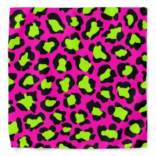 Leopard Neon Green Pink Black Wild Animal Pattern Bandana