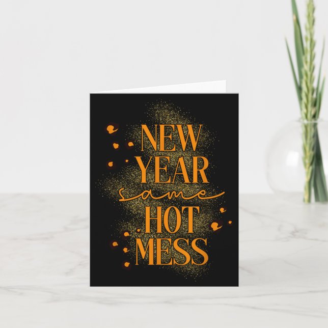 Leopard New Year Same Hot Mess New Year's Eve Reso Card (Front)