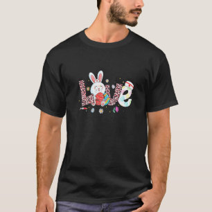 Leopard Nurse Life Cute Bunny Stethoscope Scrub Ea T-Shirt