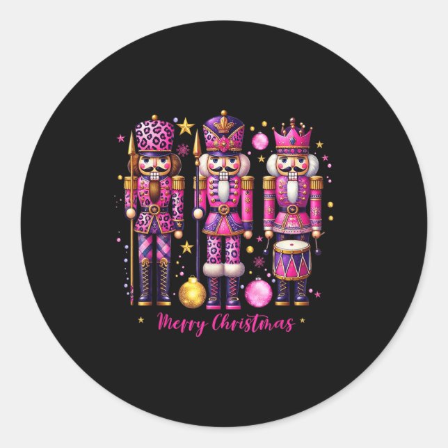 Leopard Nutcracker Nk Christmas 2024 Xmas Pajamas  Classic Round Sticker (Front)