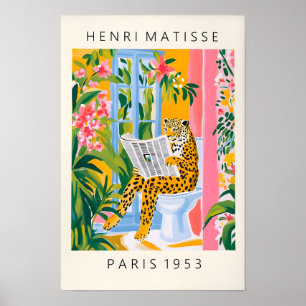 Leopard On A Toilet, Funny Bathroom Poster, Matiss Poster
